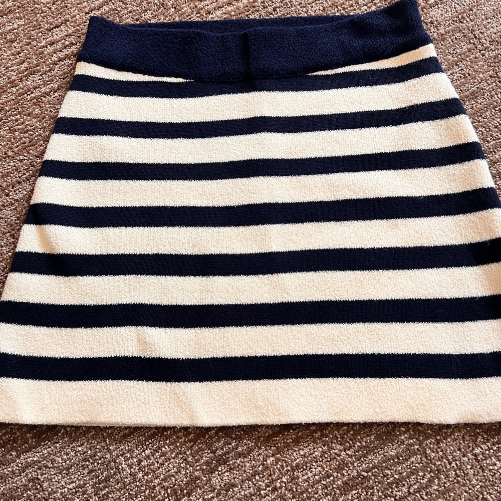 NWT Favorite Daughter Annabel Navy and Cream Striped Women's Mini Skirt Medium
